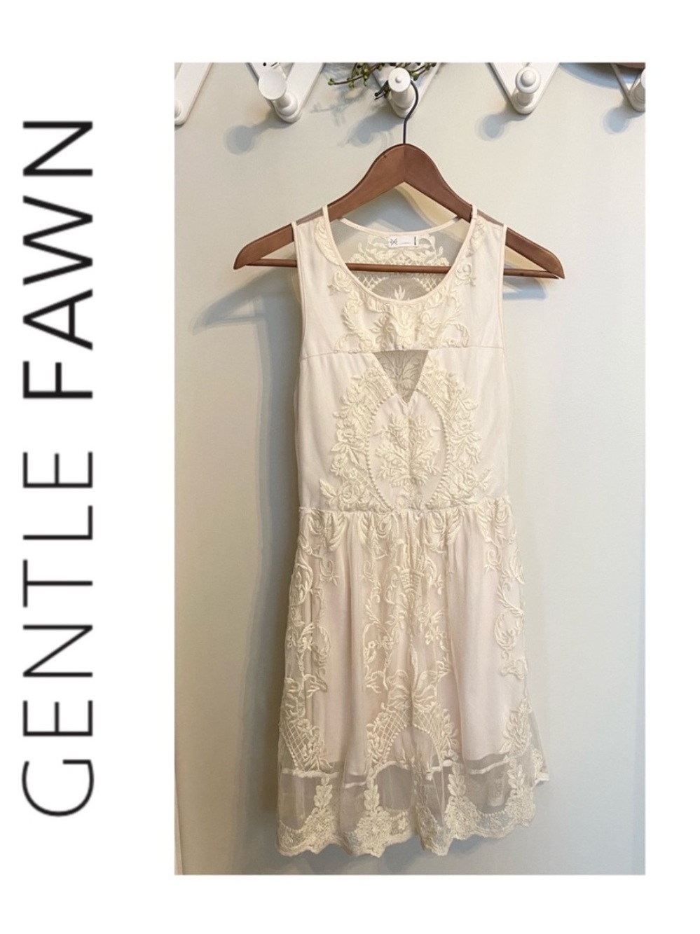 Gentle Fawn Cream Embroidered Sleeveless Dress